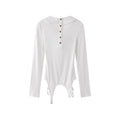 White Slim-Fit Statement Long Sleeve Top