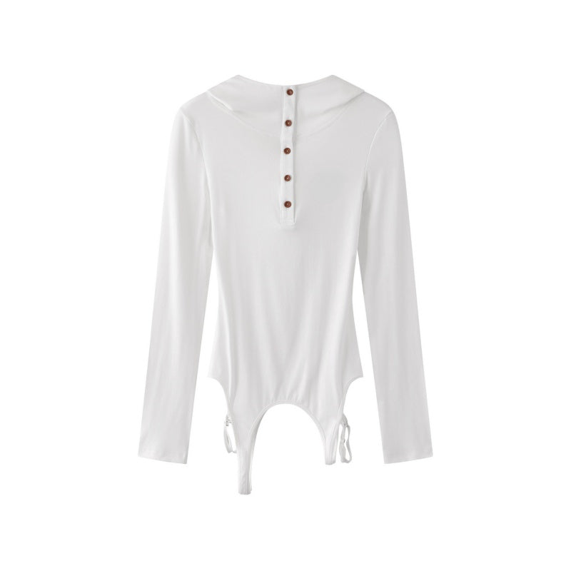 White Slim-Fit Statement Long Sleeve Top