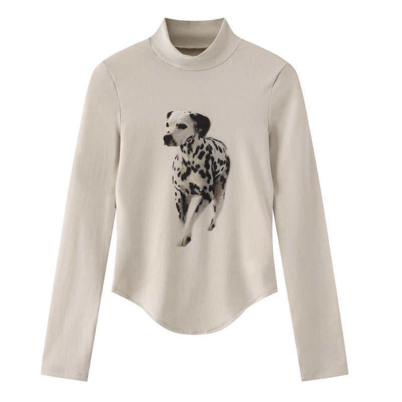 Vintage Dalmatian Print Slim-Fit Long Sleeve