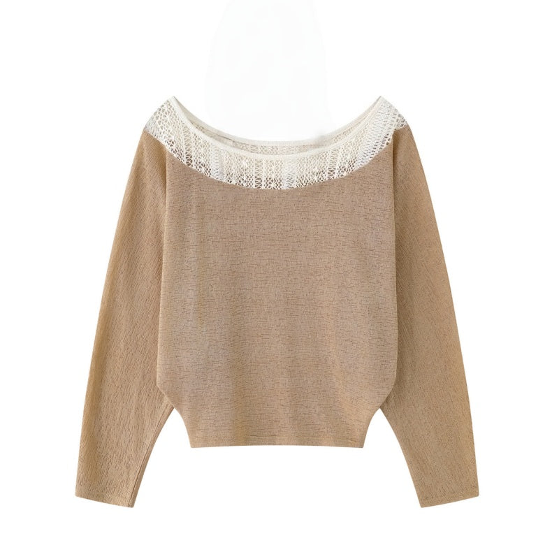 Oversized Off-Shoulder Hollow-Out Long Sleeve