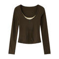 Vintage Slim-Fit Elegant Long Sleeve Top