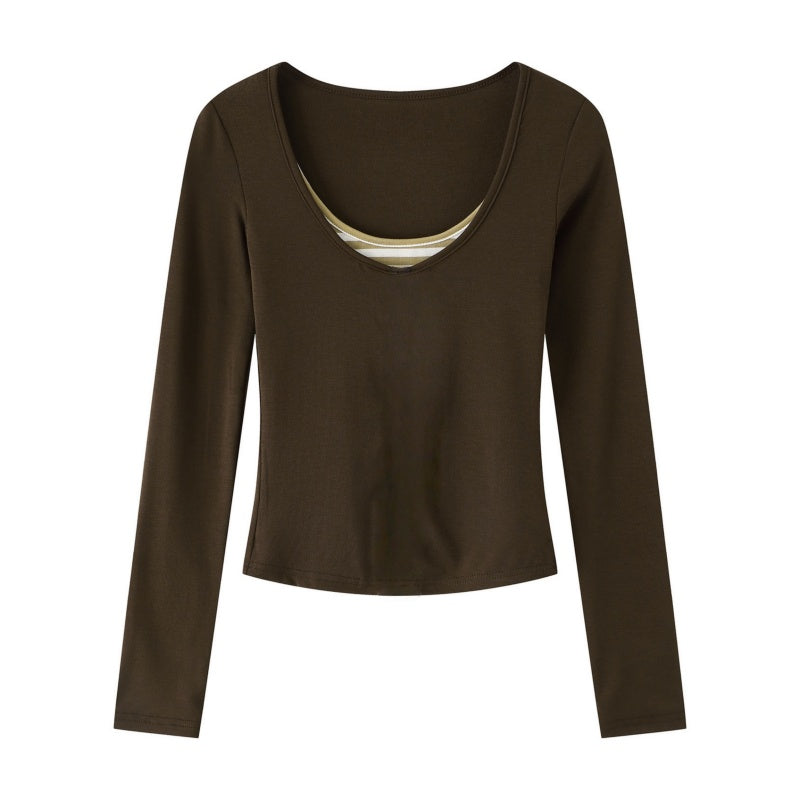 Vintage Slim-Fit Elegant Long Sleeve Top