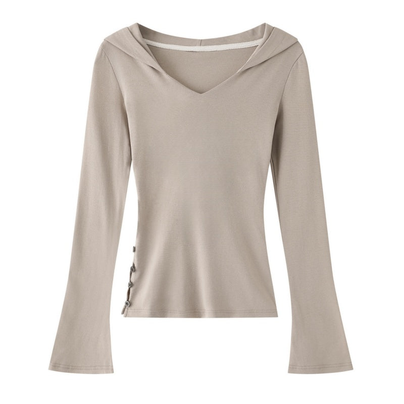 Light Khaki Comfortable Long Sleeve Top